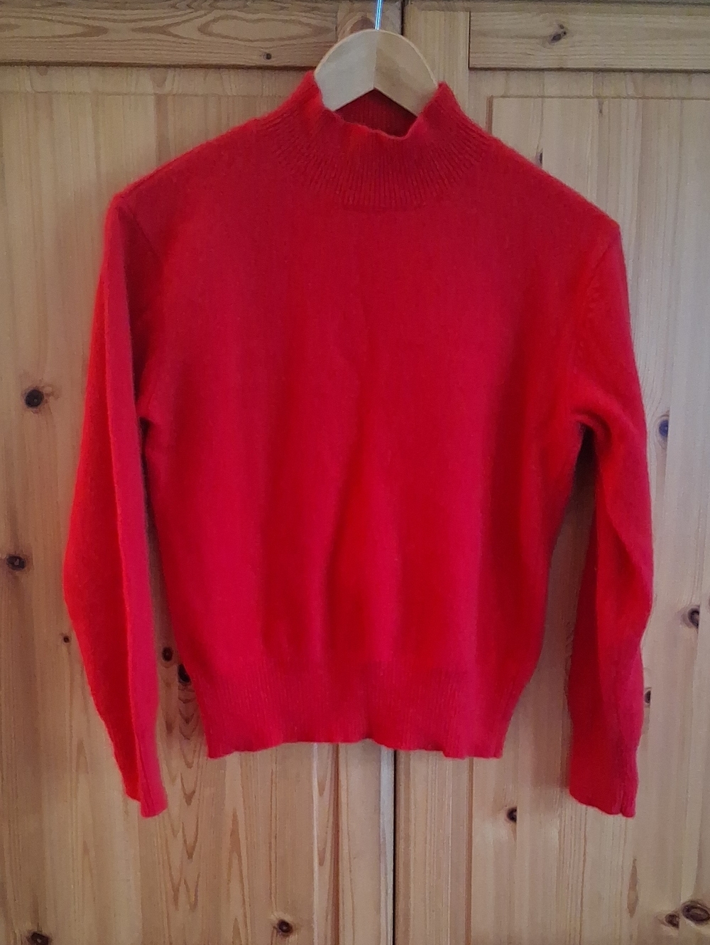 Vintage Crystal-Kobe Red Mock Neck Angora Blend Cozy Sweater Size S